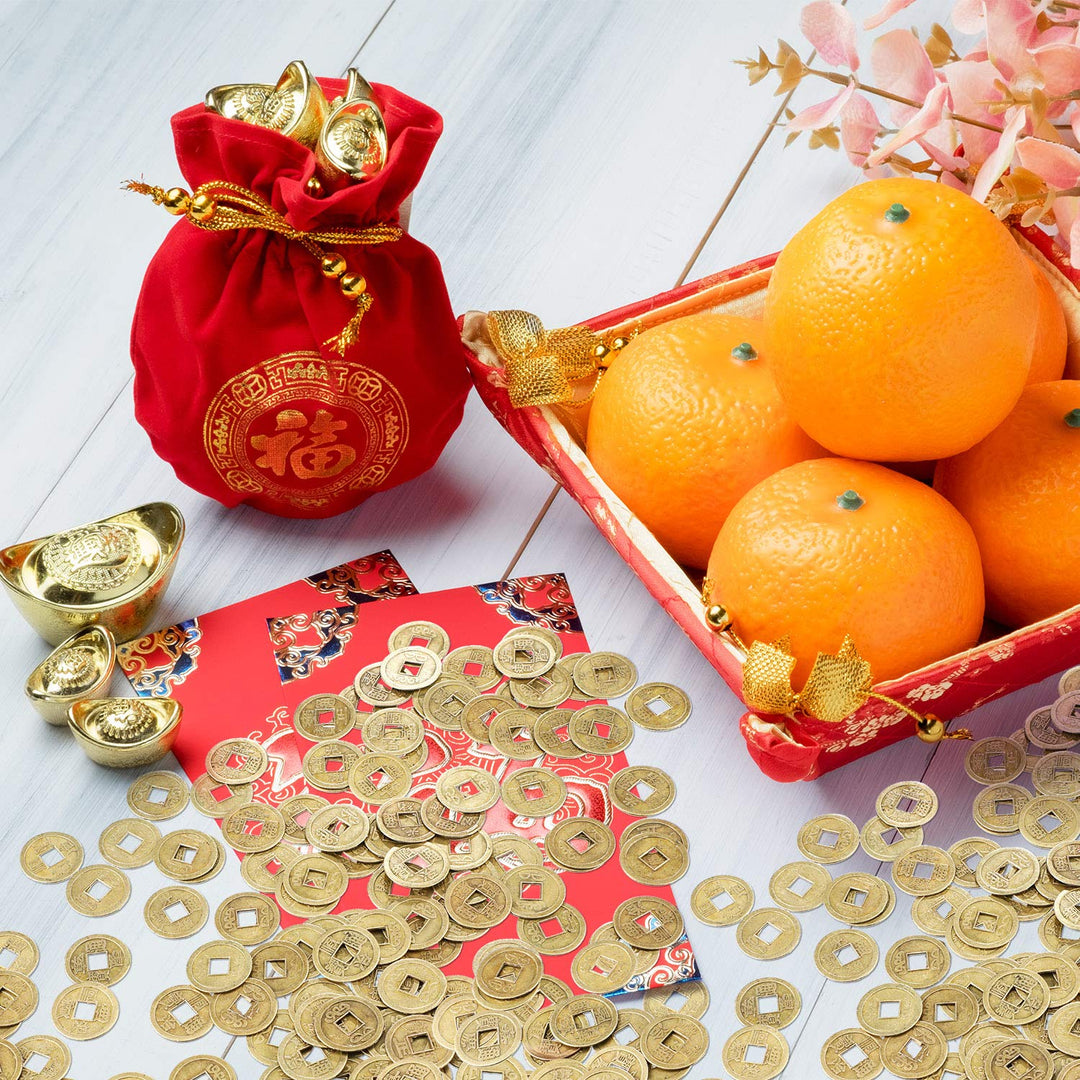 100 Pieces Chinese New Year Feng Shui Coins Good Luck Fortune Coin I-Ching Coins for Health and Wealth (0.8 Inch)