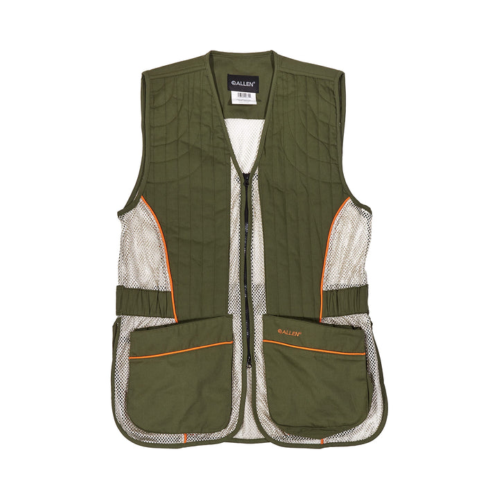 Ace Shooting Range Vest with Moveable Shoulder Pad - Shooting Apparel for Adult Men and Women - Works for Right and Lefthanded Shooters - Medium/Large - Olive/Tan