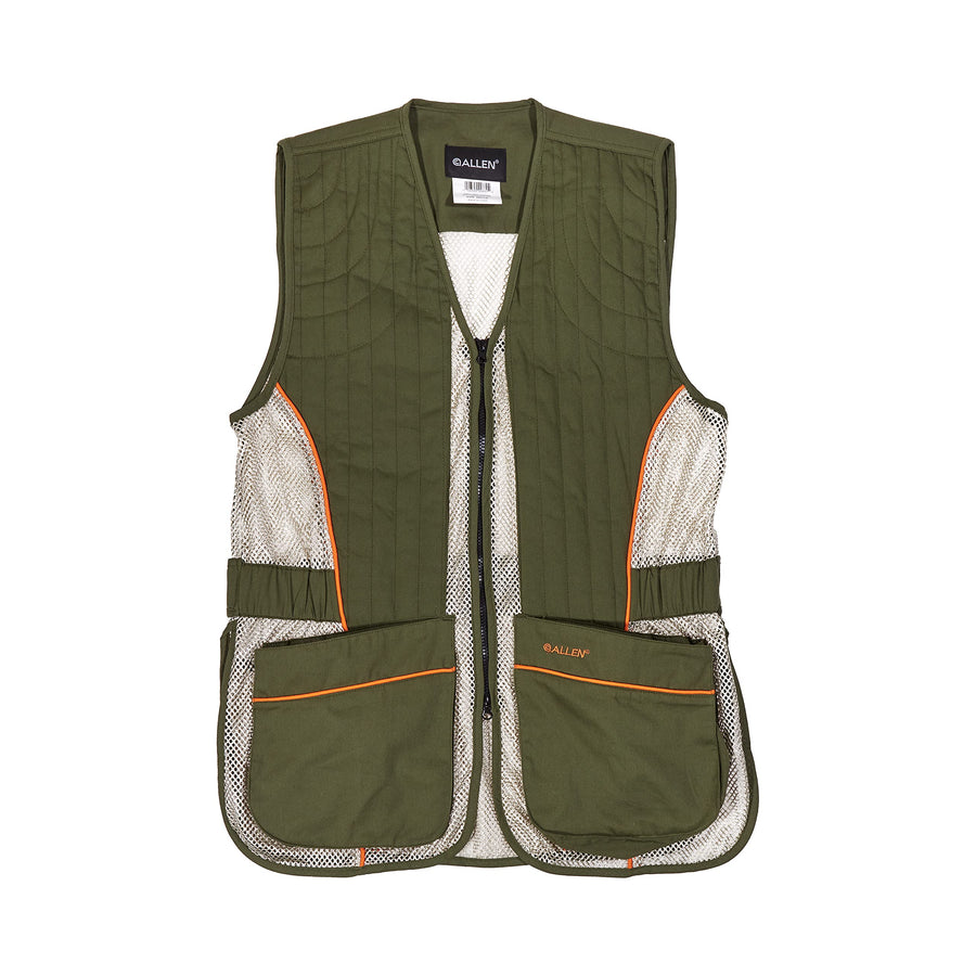 Ace Shooting Range Vest with Moveable Shoulder Pad - Shooting Apparel for Adult Men and Women - Works for Right and Lefthanded Shooters - Medium/Large - Olive/Tan