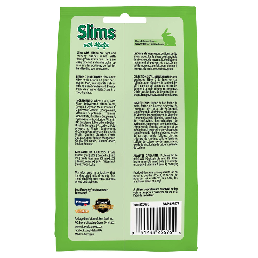 Slims with Alfalfa Rabbit, Guinea Pig & Small Animal Nibble Stick Treat, 1.76 oz