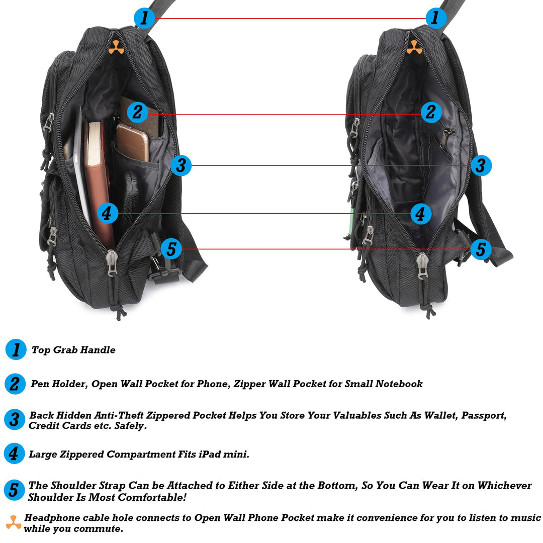 Sling Backpacks, Sling Chest Bags Shoulder Fanny Pack Crossbody Bags for Men Women Outdoor Travel