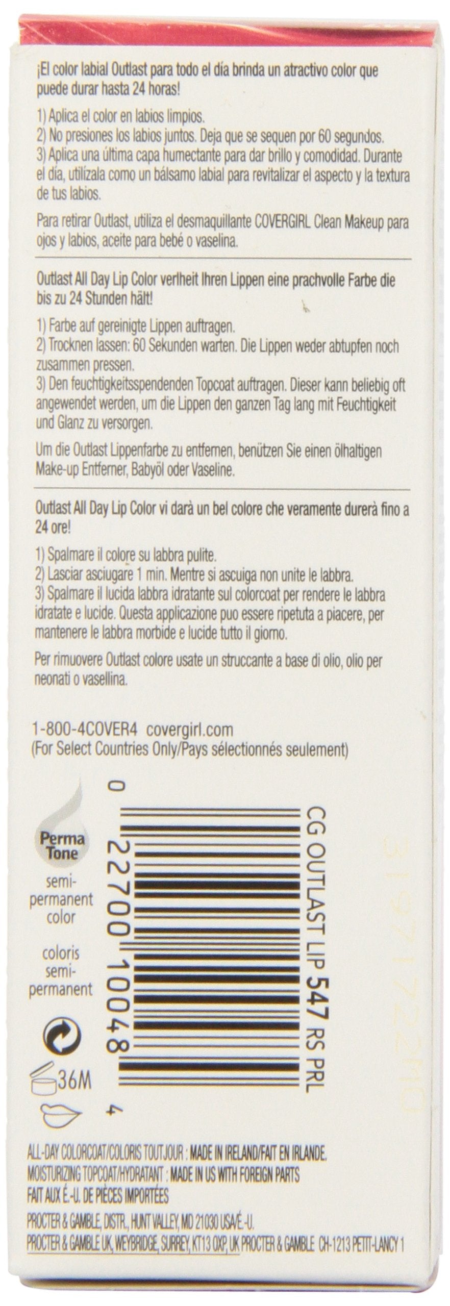 Outlast All Day Two-Step Lipcolor Rose Pearl 547, 0.13 Oz