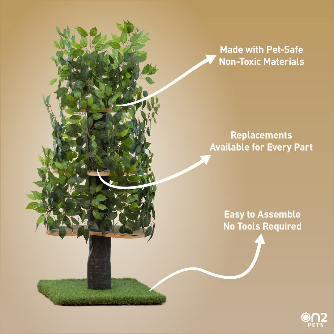 Cat Tree with Leaves Made in USA, Cat House & Cat Activity Tree, Multi-Level Cat Condo for Indoor Cats