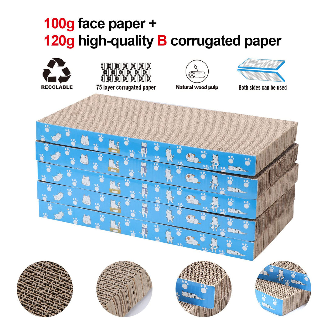 5 Packs in 1 Cat Scratch Pad, Cat Scratcher Cardboard,Reversible,Durable Recyclable Cardboard, Premium Scratch, Suitable for Cats to Rest, Grind Claws and Play