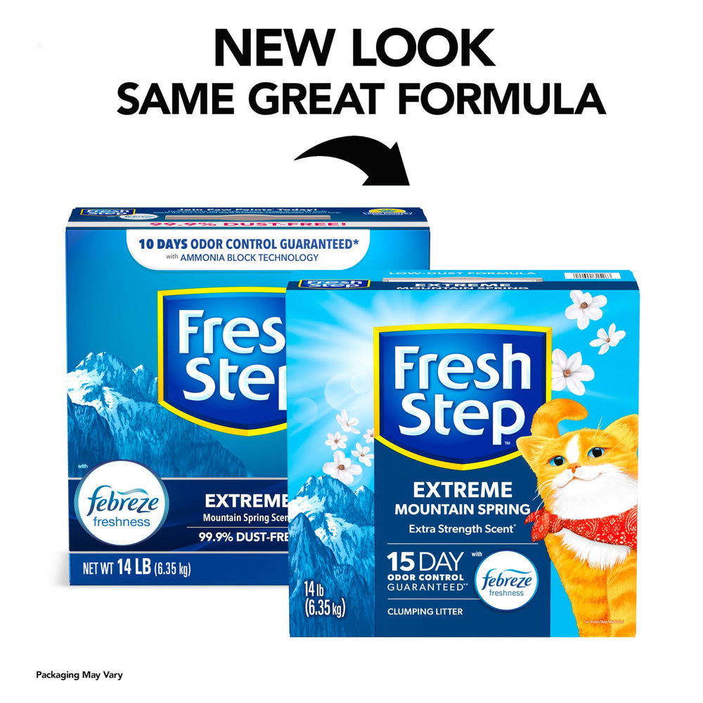 Extreme Clumping Litter With Febreze Freshness, Mountain Spring Scent Clumping Cat Litter With Guaranteed Odor Control, 14 lb. Box