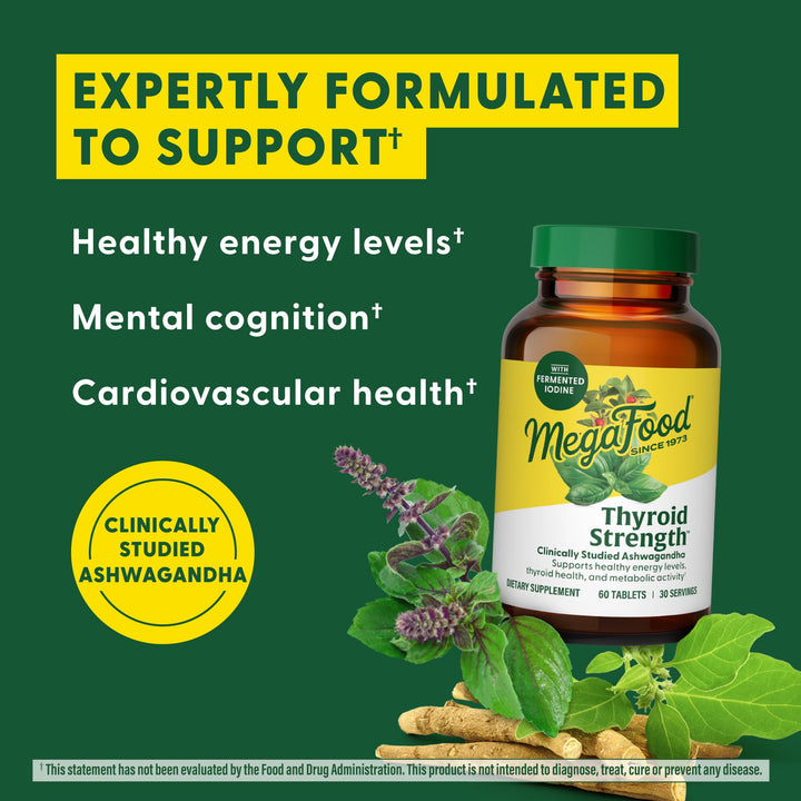Thyroid Strength - Mineral Supplement - Thyroid Support for Women with Ashwagandha, Zinc, Selenium, Copper, Iodine and LTyrosine & Herb Blend - Vegetarian - 90 Tabs (45 Servings)