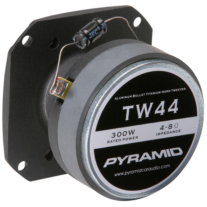 1 Audio Car Tweeter Speaker - Aluminum Die-Cast Frame, 300 Watt Peak, 2k-20kHz Frequency Response, 4 to 8 Ohm, Heavy Duty 30 oz. Magnet Structure - 1 Tweeter - TW44, Black, One Size