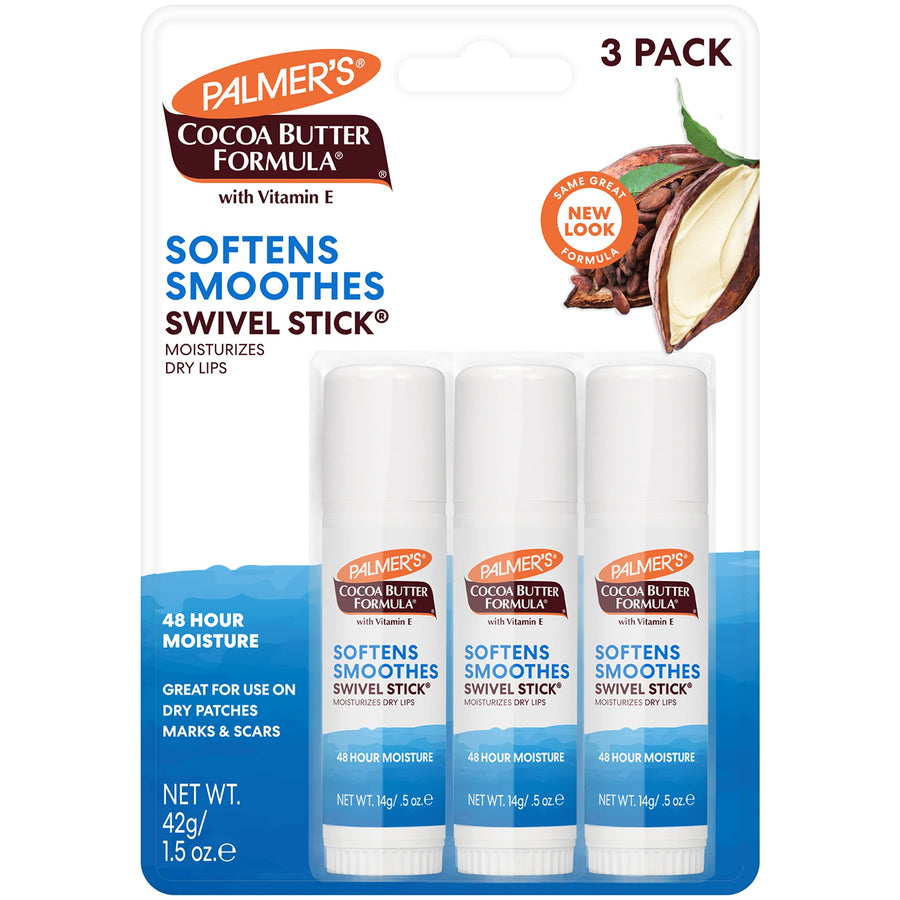 Cocoa Butter Formula Softens Smoothes Swivel Stick Moisturizes Dry Lips, 14g (PAck of 3)