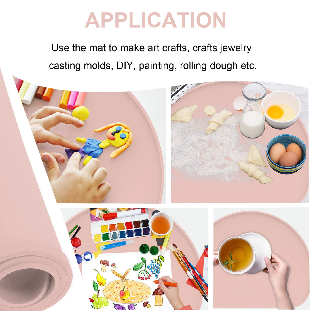 Large Silicone Mat 2 Pack, 17x13 Silicone Craft Mats for Resin Jewelry Casting Molds, Food Grade Silicone Sheet with Raised Edge,Nonstick Waterproof, Pink/Oxford-Blue