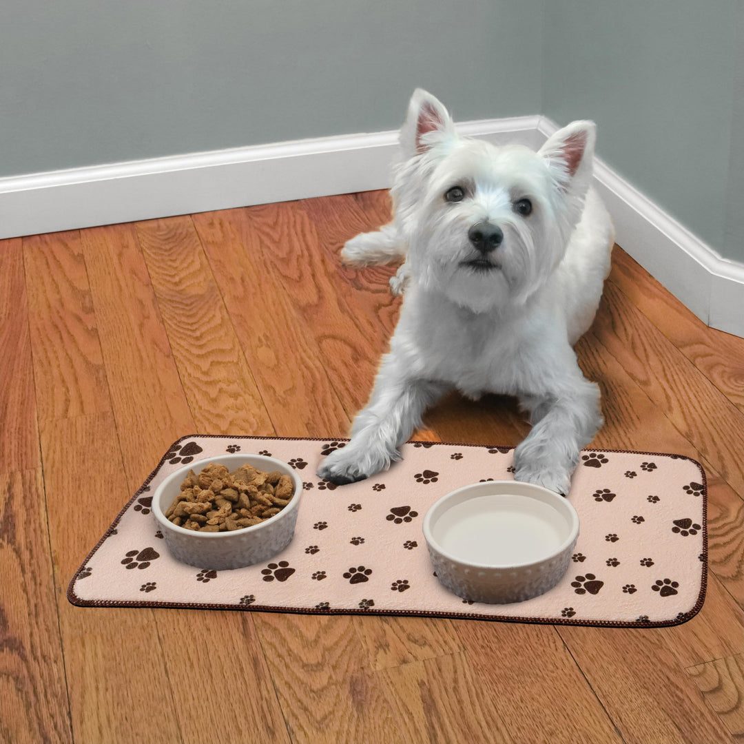 Microfiber Pet Bowl Feeding Mat, Anti-Skid and Absorbent, 10 Inch x 20 Inch