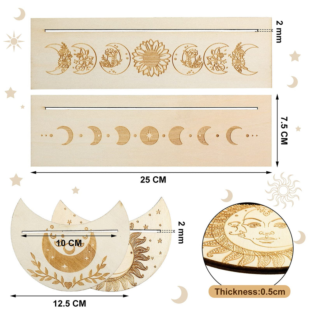 Wooden Tarot Card Stand holder 4 Pieces Moon Phase Tarot Card Altar Stand Moon Shape and Rectangle Card Holder Lenormand or Oracle Card Display Stands Tarot Card Stand for Witch Divination Tools