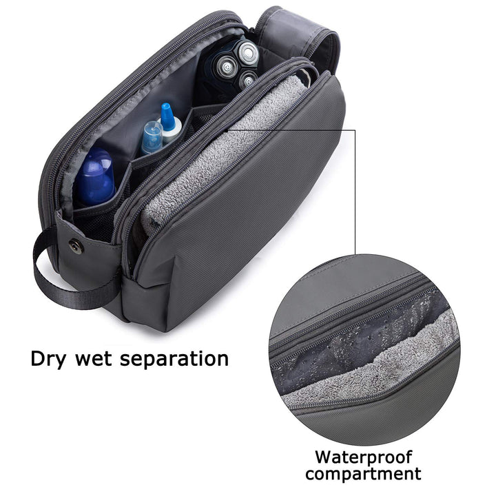Toiletry Bag for Men, Travel Toiletry Organizer Dopp Kit Water-resistant Shaving Bag for Toiletries Accessories, Door Room Essentials,Grey-medium