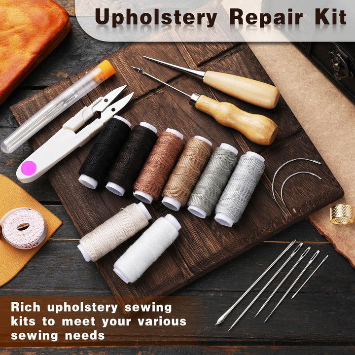 30 Pcs Sewing Kit, Upholstery Thread Heavy Duty Sewing Kit, Upholstery Repair Kit, Upholstery Needle and Thread, Leather Repair Kit for Furniture, Canvas, Couch,Fabric, Weave