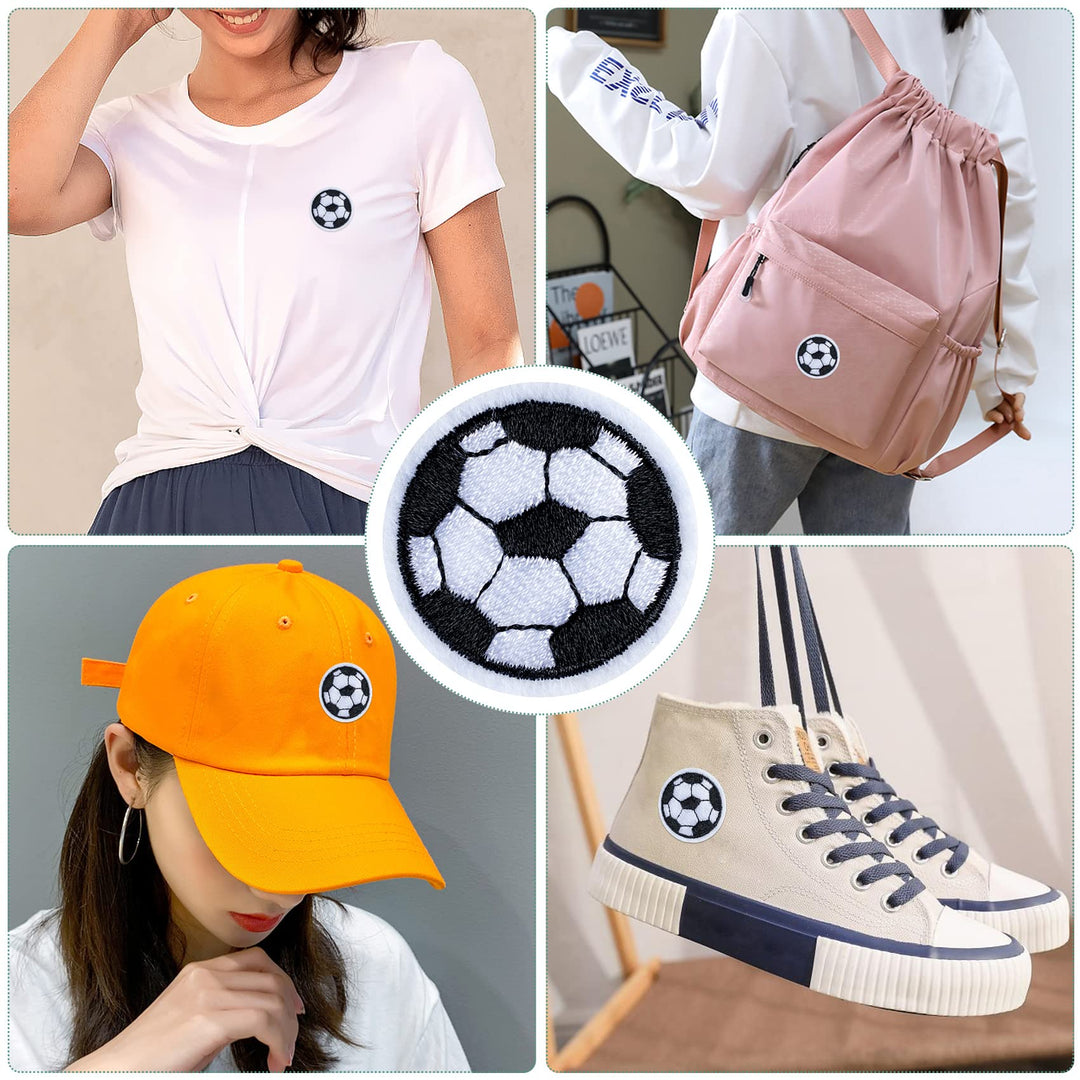 30Pcs Soccer Ball Embroidered Patches, Black White Ball Iron on Patches for Clothing Jackets Bags, DIY Soccer Ball Sport Embroidery Patches Sewing Craft Decoration