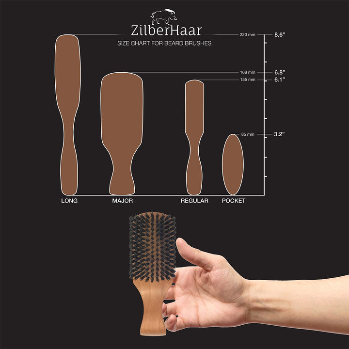 Major – Men's Hair and Beard Brush – Soft Boar Bristles – Massages and Exfoliates Skin and Scalp – Ideal Men's Grooming Accessory – Made in Germany