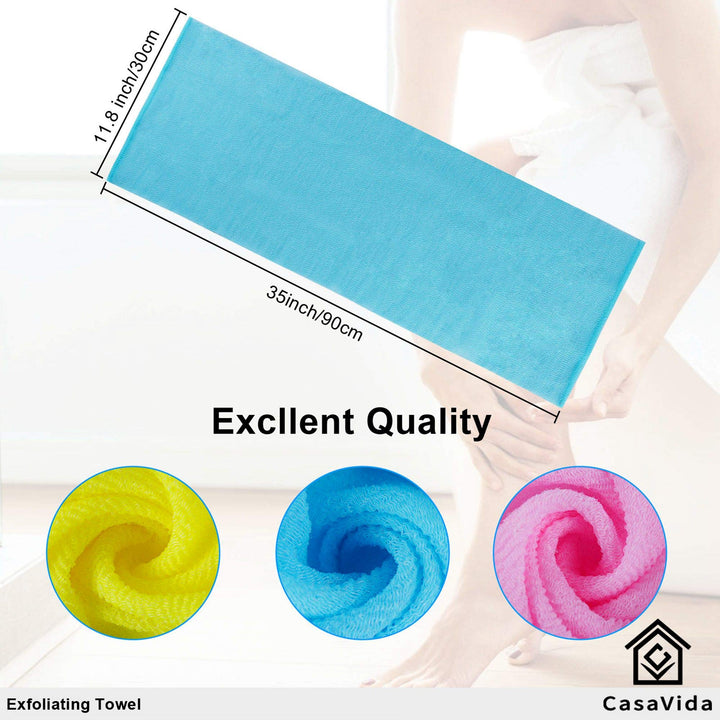Exfoliating Washcloth Back Scrubber for Shower Exfoliating Body Scrubber Japanese Beauty Washcloth African Net Sponge Bath Korean Loofah Towel Wash Cloth Shower Scrub Towel 3 Pack (Pink x 3)