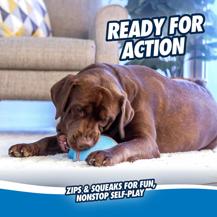 Indoor Super Slider Self-Fetch Squeaky Toy for Dogs - Glides Harmlessly On Most Surfaces - Fun Dog Toys to Keep Them Busy - For Small, Medium, and Large Breeds - Durable Rubber