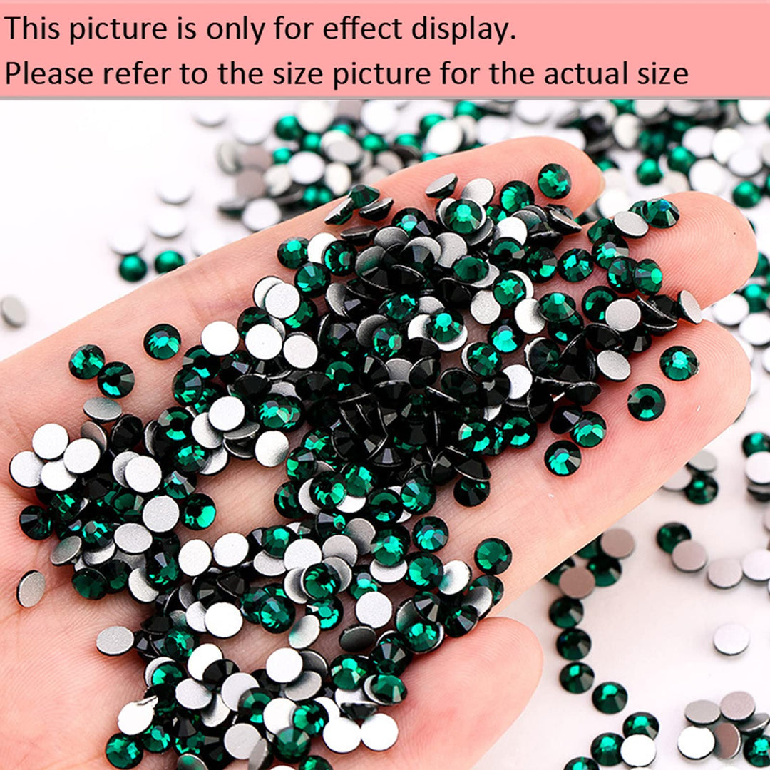 720Pieces SS20 Flatback Rhinestones, 4.8MM Glass Crystal Rhinestones for Craft Nails Dance Costumes, Flat Back Nail Crystals, Non Hotfix Rhinestones (SS20 / 4.8MM, Green/Emerald)
