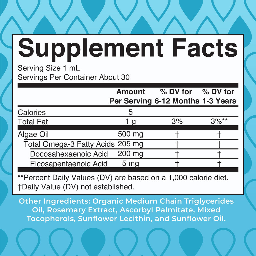 Infant and Toddler Omega-3 Liquid Drops by | 200mg DHA and 2mg EPA Per Serving | Overall Wellness and Healthy Development | Unflavored | 1 Fl Oz