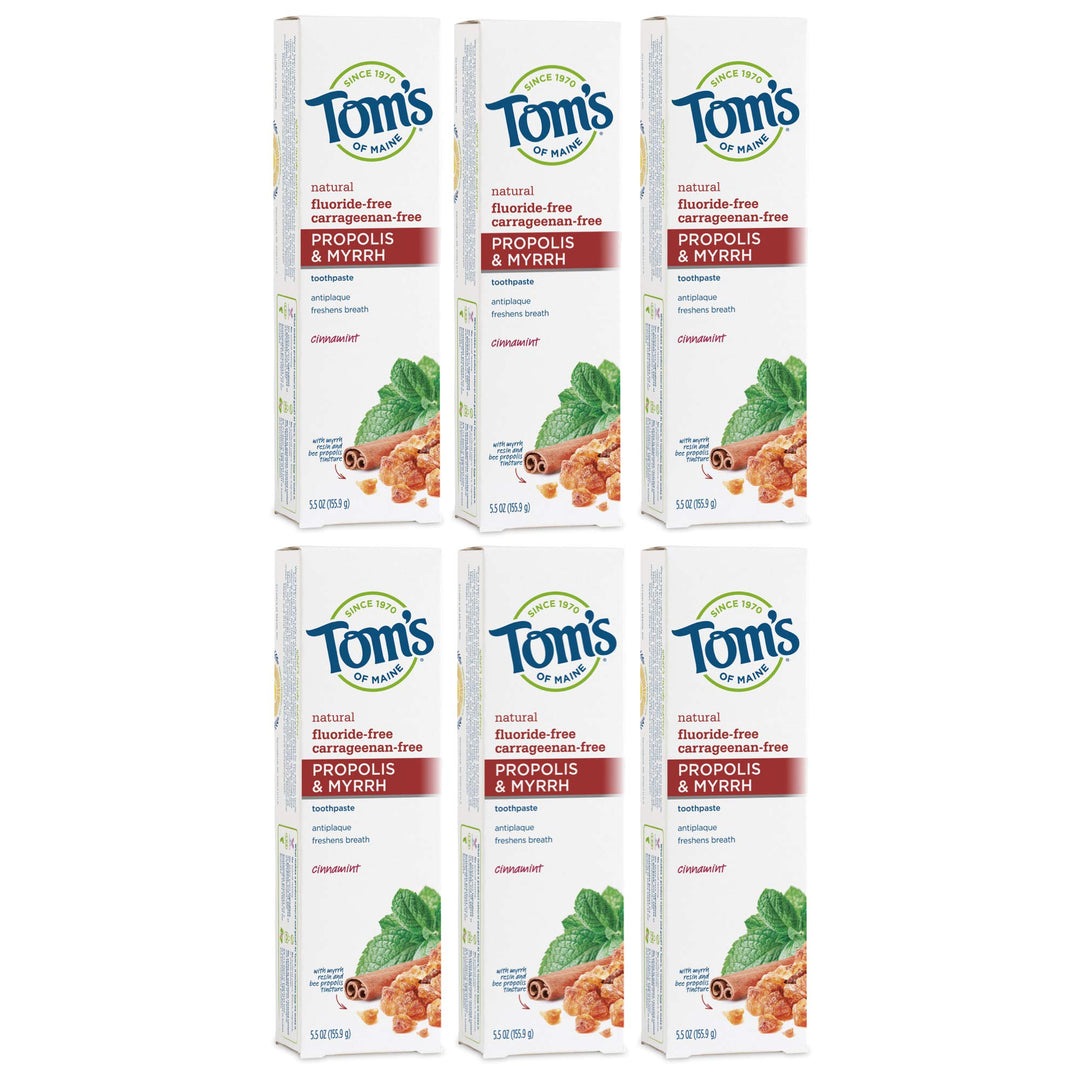 Tom's of Maine Natural Care Toothpaste, Propolis & Myrrh, Antiplaque, Cinnamint, 5.5 oz (170 g) (Pack of 6)