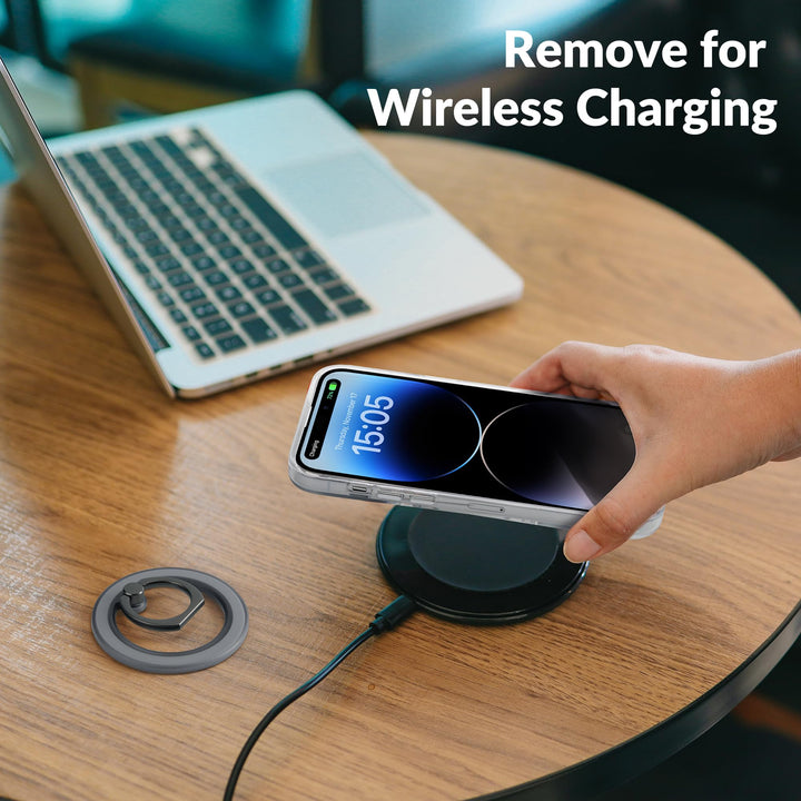 Magnetic Phone Ring Holder Compatible with MagSafe - Magnetic Phone Grip, Adjustable Finger Ring Grip and Stand, Remove for Wireless Charging Compatible, Black
