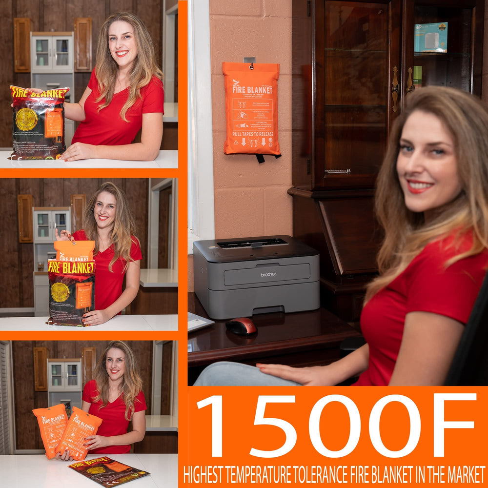 Emergency Fire Blanket for Home and Kitchen - 2 Pack 1500F High Visibility (Glow in The Dark) Smother Kitchen Fire Blanket - CE Certified Hero Fire Blankets Emergency for Home (40 2pk)