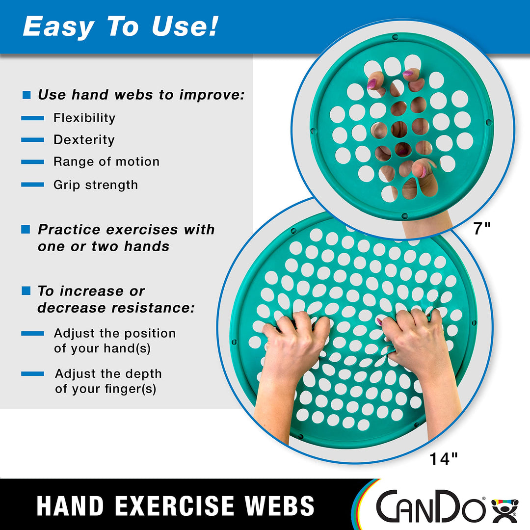 Hand Exercise Webs for Physical Therapy, Grip Strengthening, and Hand, Finger, Wrist Resistance Workouts, Portable Size, Latex Free, 14 Diameter, Tan: XX-Light