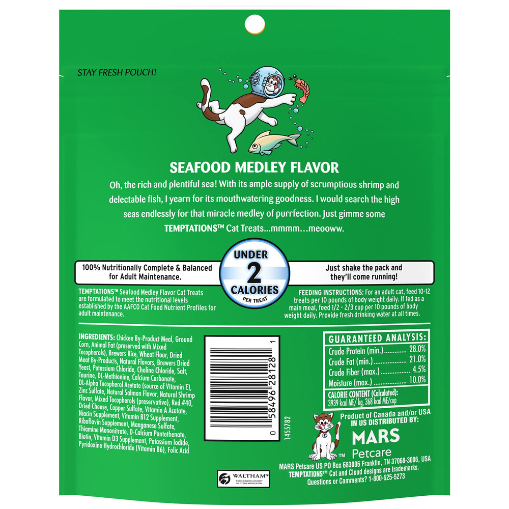 Classic Crunchy and Soft Cat Treats Seafood Medley Flavor, 6.3 oz. Pouch (Pack of 10)