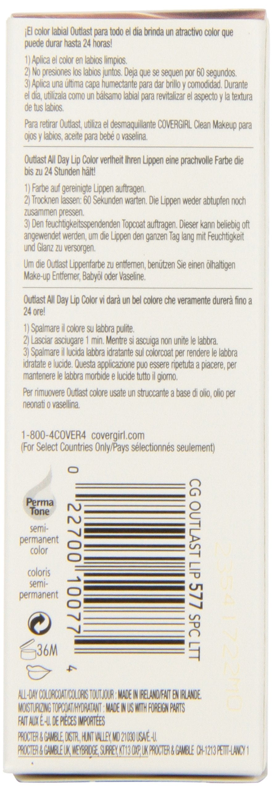 CoverGirl Outlast All Day Two Step Lipcolor, Spiced Latte 577, 0.13 Ounce