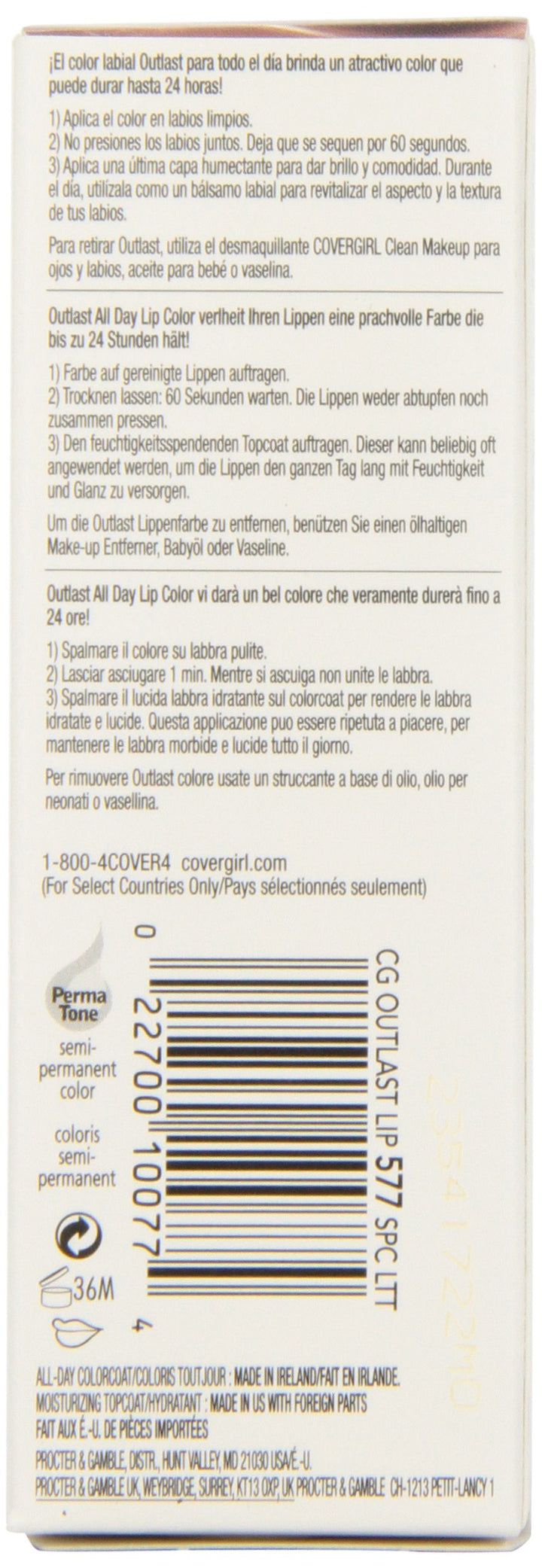 CoverGirl Outlast All Day Two Step Lipcolor, Spiced Latte 577, 0.13 Ounce