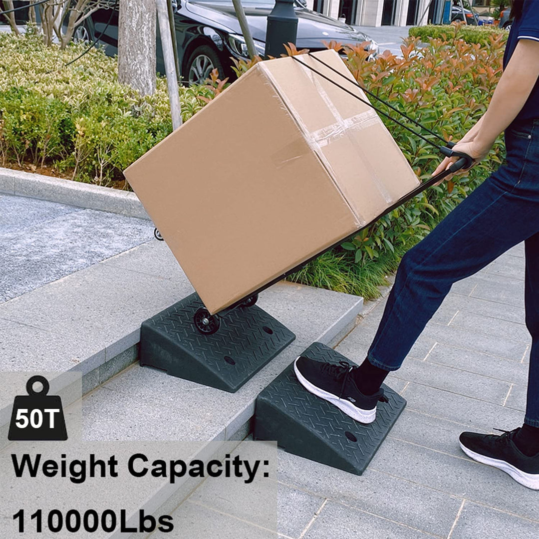 2 Pack Rubber Curb Ramps, 5.5 Inch Rise Heavy Duty Driveway Curb Ramps, Odor Free Rubber Made Curb Ramps for Driveway, Loading Dock, Sidewalk Industrial Grade Curb Ramps