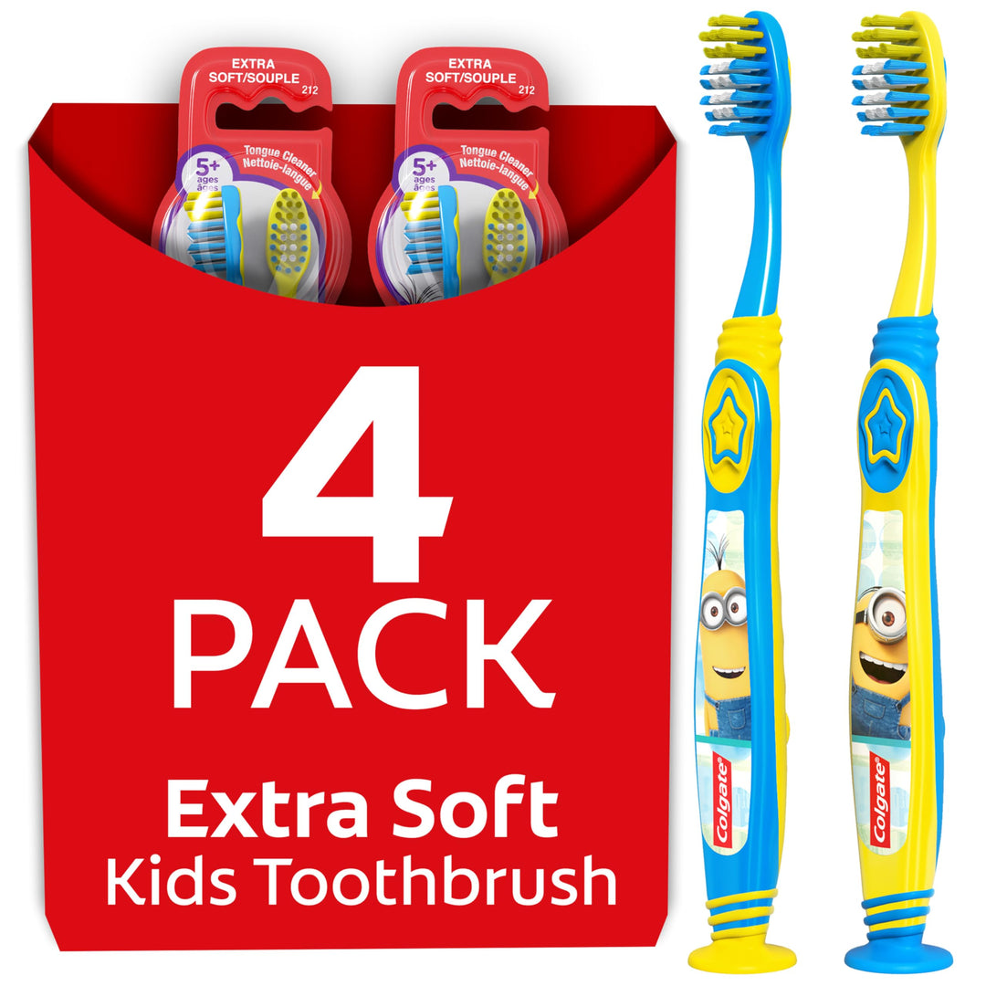 Kids Toothbrush with Extra Soft Bristles, Minions - 4 Count