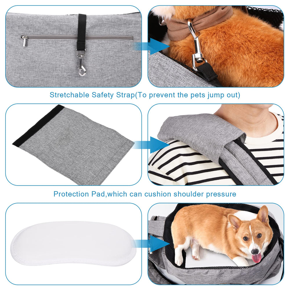 Pet Sling Carrier, Fits 15 to 25lbs Extra-Large Dog/Cat Sling Carrier Reversible and Hands-Free Dog Bag with Adjustable Strap and Pocket Shoulder Pad for Outdoor Travel Hiking