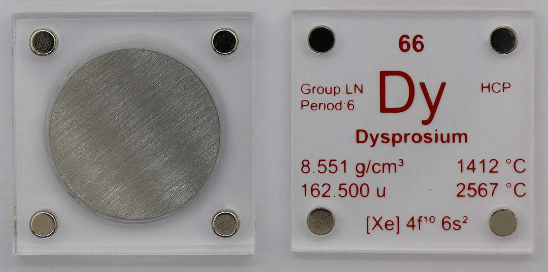 Dysprosium (Dy) 24.26mm Metal Disc with Acrylic Case for Collection or Experiments