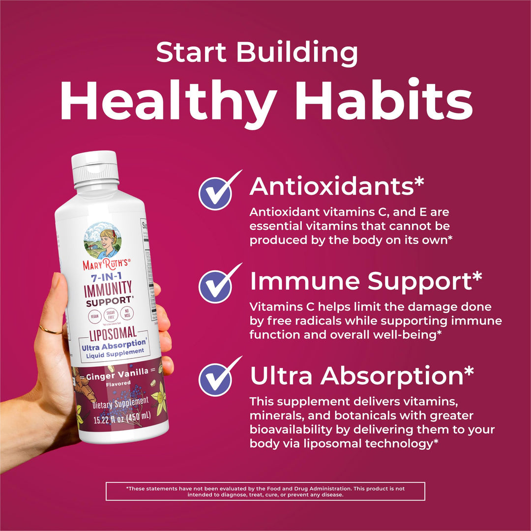 7 in 1 Immunity Liposomal | Elderberry Liquid with Vitamin C | Liquid Vitamins | Immune Support Supplement | Elderberry with Zinc and Vitamin C | Vegan| Gluten Free | 30 Servings