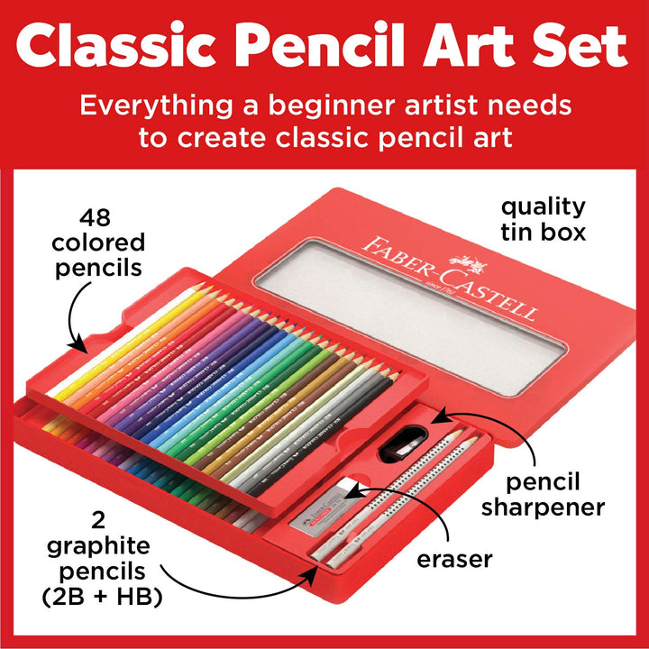 Classic Colored Pencils Tin Set, 48 Vibrant Colors In Sturdy Metal Case