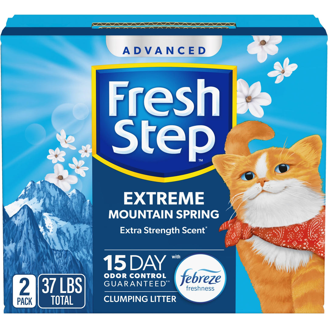 Advanced Extreme Clumping Litter with Febreze Freshness with Mountain Spring Scent, Fights Odor on Contact, 37 lbs. (2 x 18.5 lb. Box)