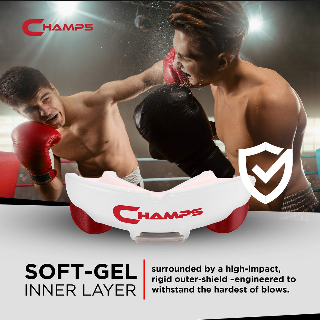 Champs Breathable Mouthguard for Boxing, Jiu Jitsu, MMA, Muay Thai, Sports, and Wrestling. Easy Fit Boxing Mouthguard Super Tough MMA Mouthguard. Combat Sports Mouthpiece (White, Ages 10 and Above)