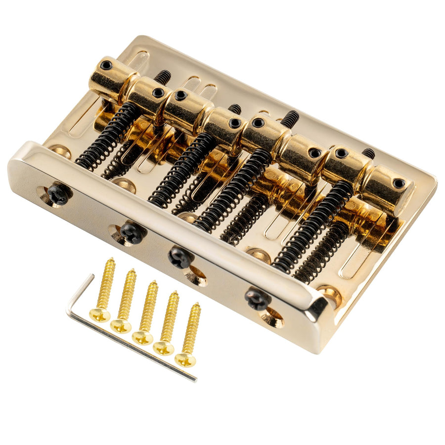 Pro 57mm Heavy Duty 4-String Bass Bridge Vintage Brass Saddles for Precision/Jazz Bass, Gold