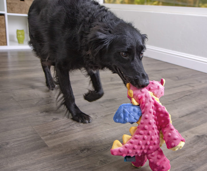 Bubble Plush Dragons Squeaky Dog Toy, Chew Guard Technology - Coral, Large