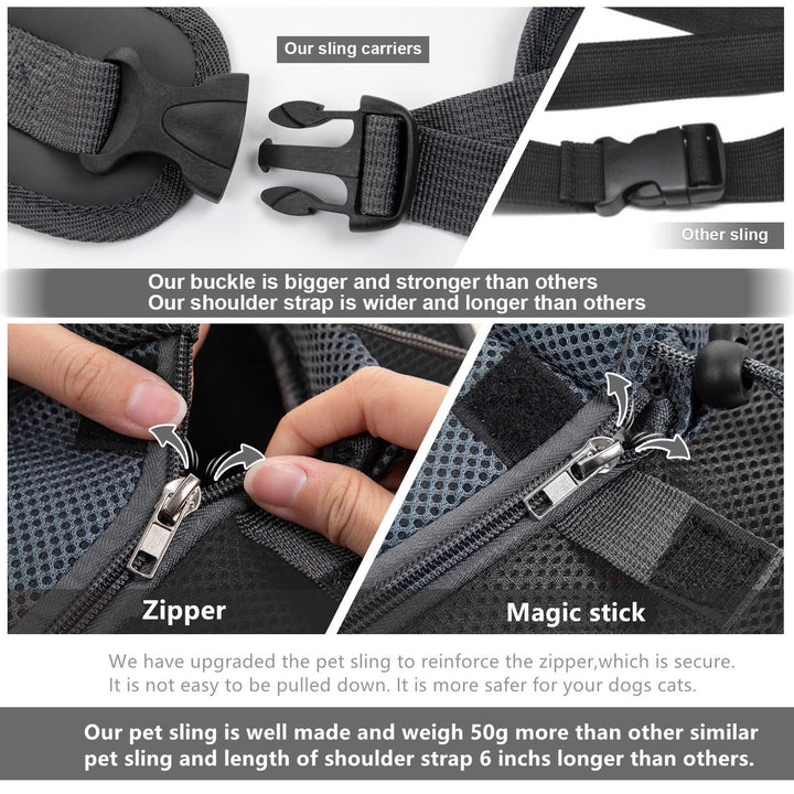 Pet Dog Sling Carrier, Upgrade Dog Carrier Bag,Adjustable Puppy Carrier for Small Dogs(Large, Black)