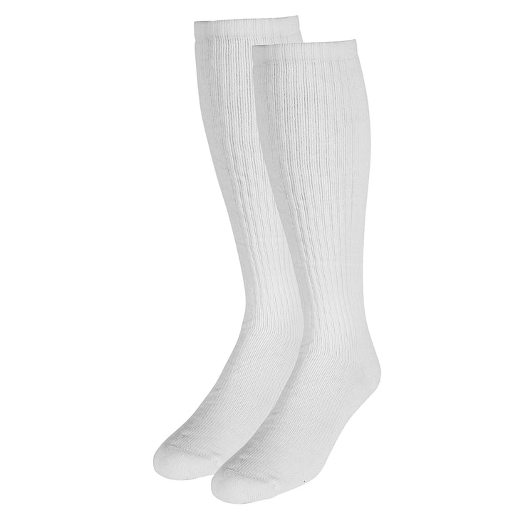 Medical Compression Socks for Men and Women, 8-15 mmHg Knee High Over Calf Length, White, Medium