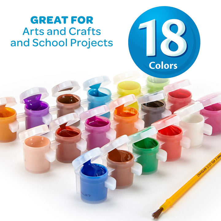 Washable Kids Paint Set & Paintbrush, Painting Supplies, 18 Count