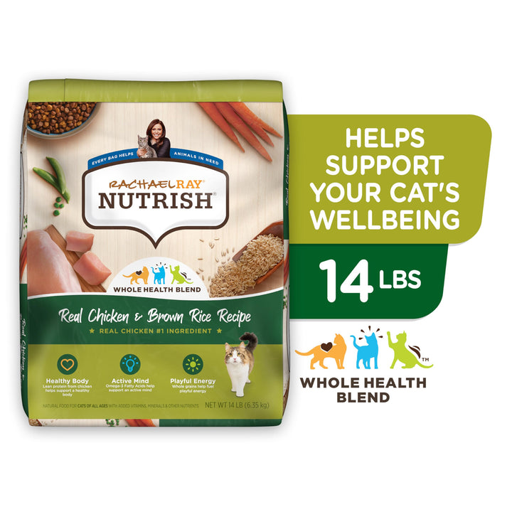 Rachael Ray Premium Natural Dry Cat Food, Real Chicken & Brown Rice Recipe, 14 Pounds (Packaging May Vary)