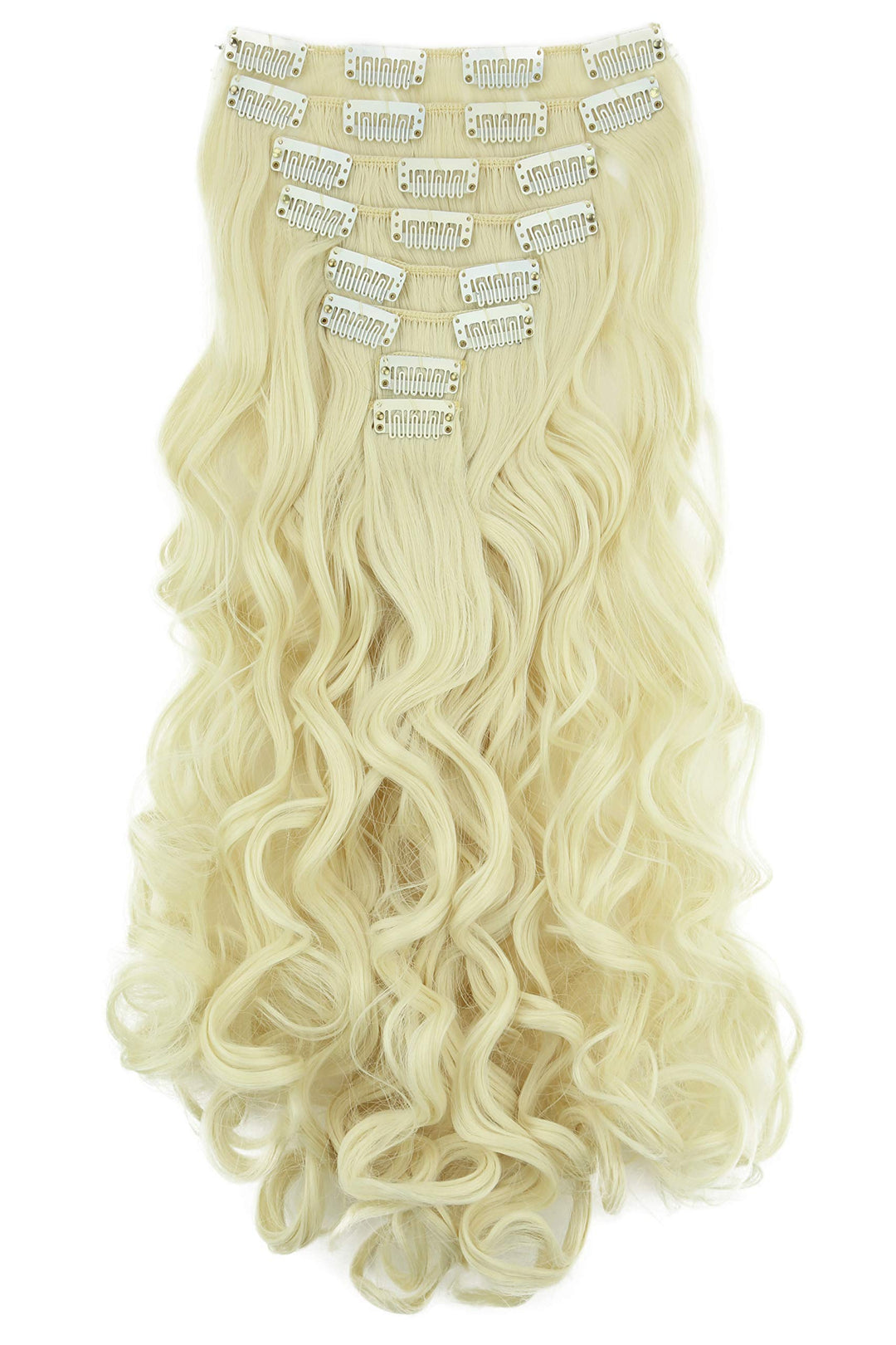 Platinum blond # 88 CE8-1 : PRETTYSHOP XXL Full Head Set 7 pcs 24 Clip In Hair Extensions Hairpiece Wavy Heat-Resisting Platinum blond # 88 CE8-1