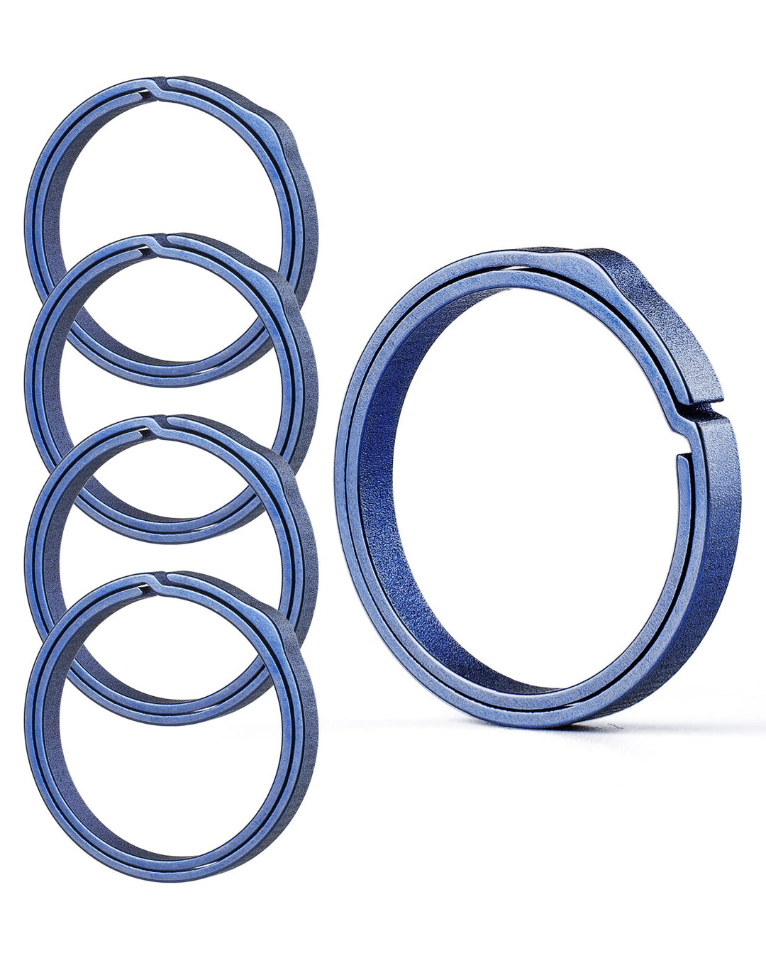 Titanium Key Ring,Elegant Quick Release Side Pushing Split Rings Kit-5Psc for Keychains,Heavy Duty Keyring for Dog Tag(Blue, K27+4K22)