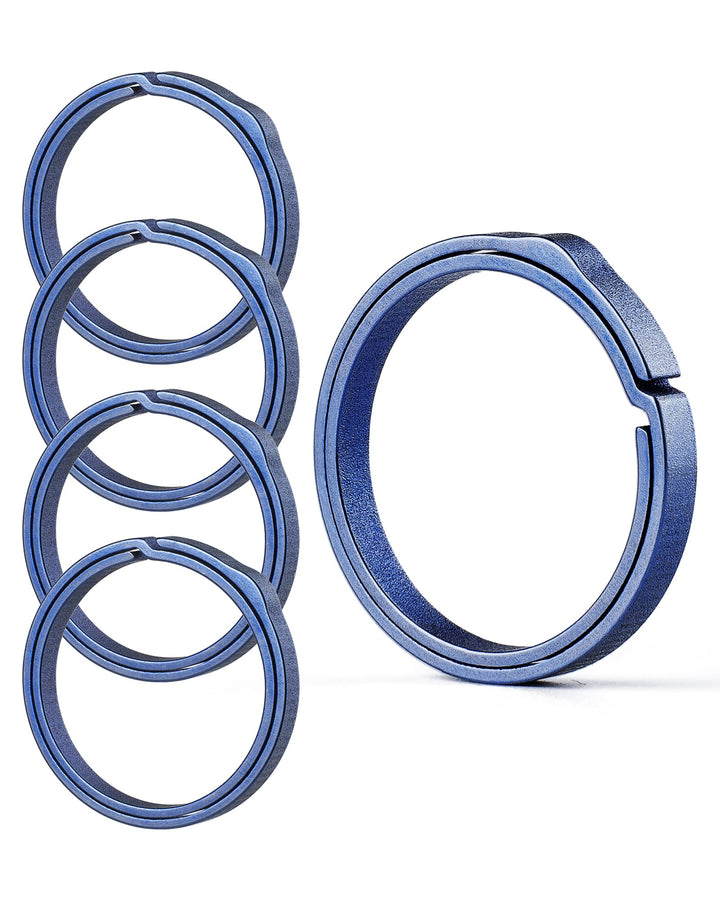 Titanium Key Ring,Elegant Quick Release Side Pushing Split Rings Kit-5Psc for Keychains,Heavy Duty Keyring for Dog Tag(Blue, K27+4K22)