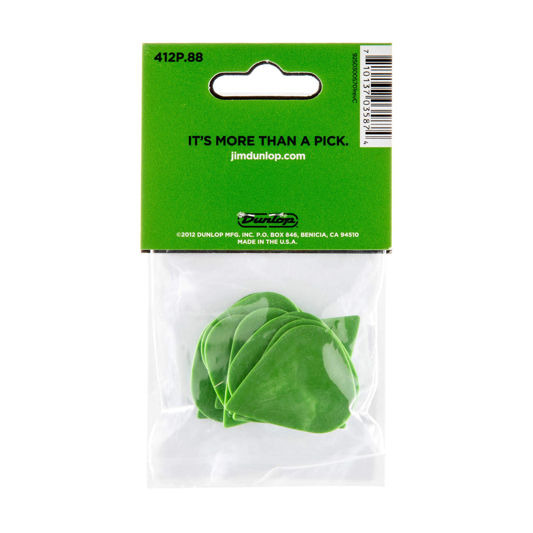 Dunlop 412P.88 Tortex® Sharp, Green, .88mm, 12/Player's Pack