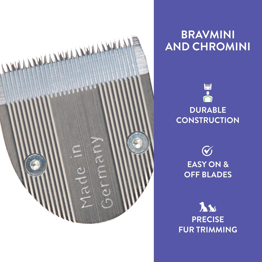 Professional Animal Blade BravMini Pet, Dog, Cat & Horse Trimmers (#41590-7370) Replacement Blade - Trimmer Blade Replacement - with 1#45 Silver Blade
