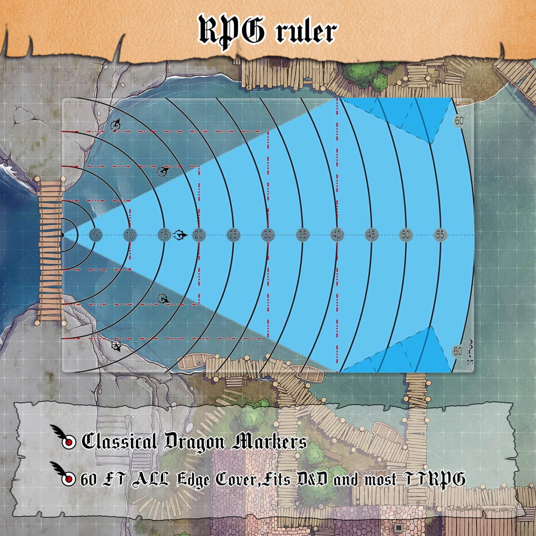 Spell AOE Damage Template DND Area Effect Markers Upgraded 60ft AOE Area Damage Measure Tool Tabletop Game Mat Accessories for Dungeons and Dragons 5E Pathfinder